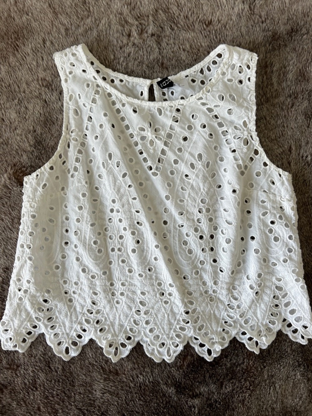 Divided White Eyelet Crochet Tank Top 12